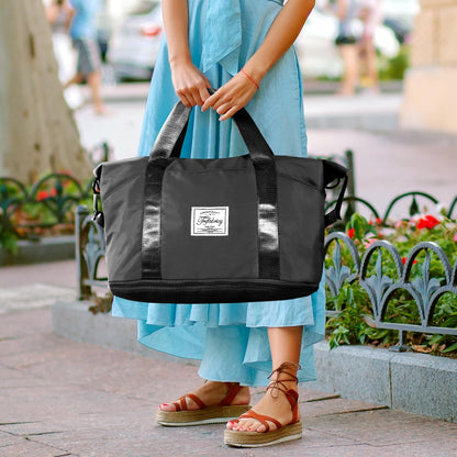 Travel Duffel Bag - Large Shoulder Weekender Overnight Bag, Carry on Bags with Wet Pocket, Waterproof Expandable Duffel Bags with Trolley Sleeve, Sports Tote Gym for Women, Peacock blue