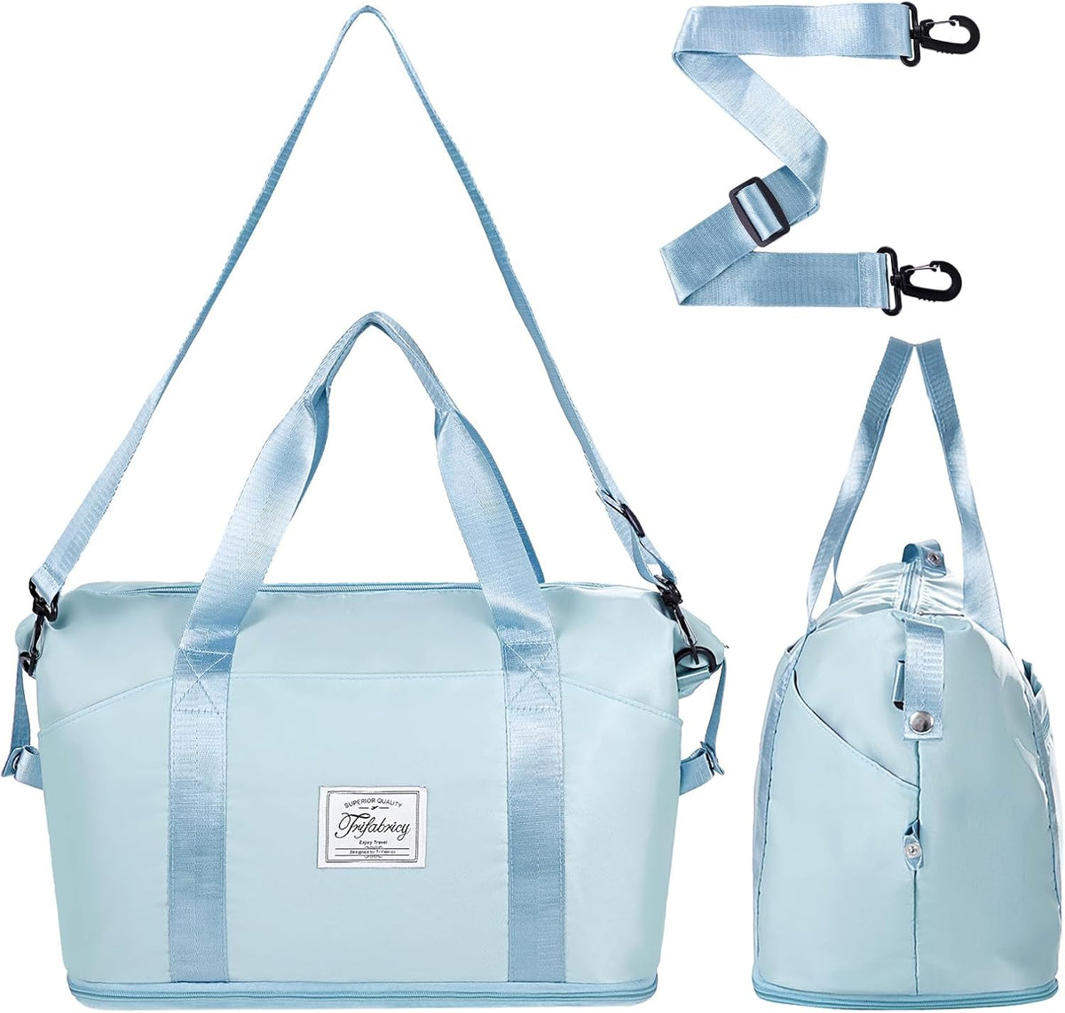 Travel Duffel Bag - Large Shoulder Weekender Overnight Bag, Carry on Bags with Wet Pocket, Waterproof Expandable Duffel Bags with Trolley Sleeve, Sports Tote Gym for Women, Peacock blue