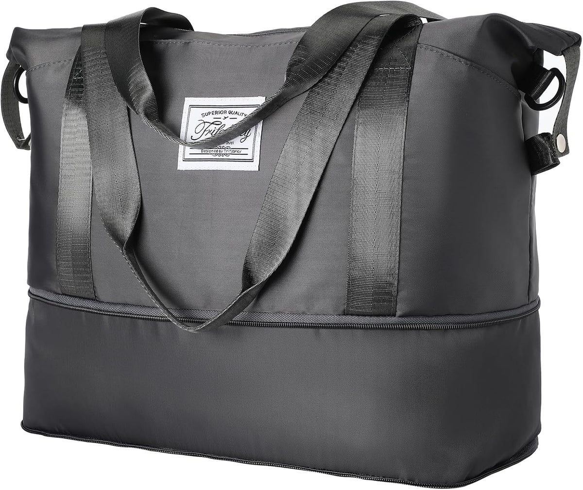 Travel Duffel Bag - Large Shoulder Weekender Overnight Bag, Carry on Bags with Wet Pocket, Waterproof Expandable Duffel Bags with Trolley Sleeve, Sports Tote Gym for Women, Peacock blue