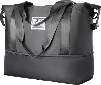 Travel Duffel Bag - Large Shoulder Weekender Overnight Bag, Carry on Bags with Wet Pocket, Waterproof Expandable Duffel Bags with Trolley Sleeve, Sports Tote Gym for Women, Peacock blue