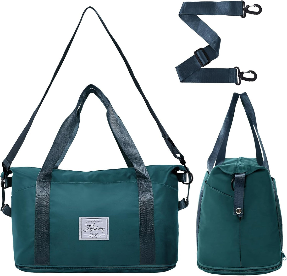 Travel Duffel Bag - Large Shoulder Weekender Overnight Bag, Carry on Bags with Wet Pocket, Waterproof Expandable Duffel Bags with Trolley Sleeve, Sports Tote Gym for Women, Peacock blue