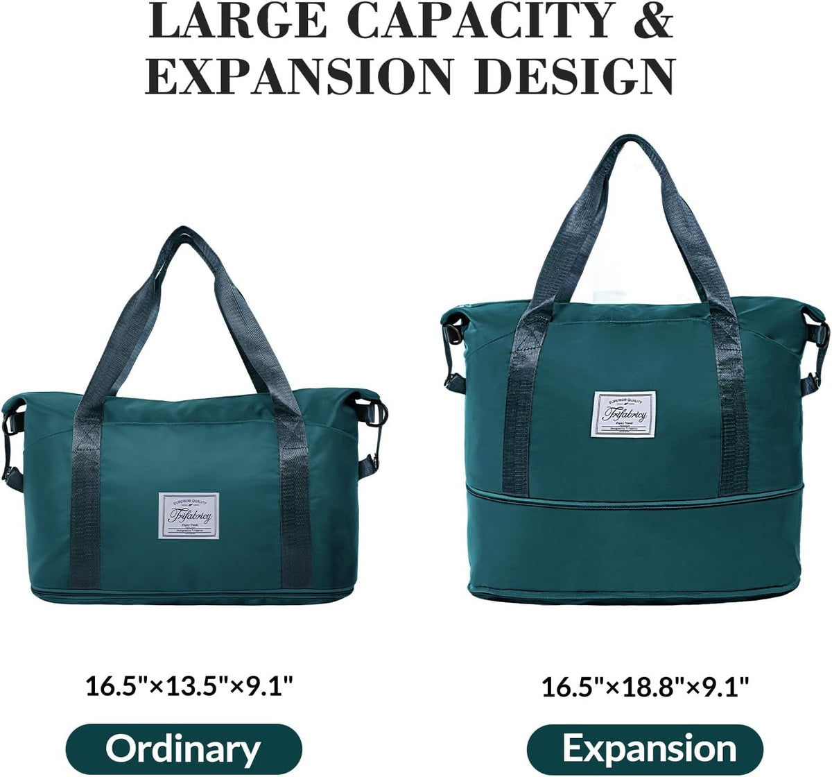 Travel Duffel Bag - Large Shoulder Weekender Overnight Bag, Carry on Bags with Wet Pocket, Waterproof Expandable Duffel Bags with Trolley Sleeve, Sports Tote Gym for Women, Peacock blue