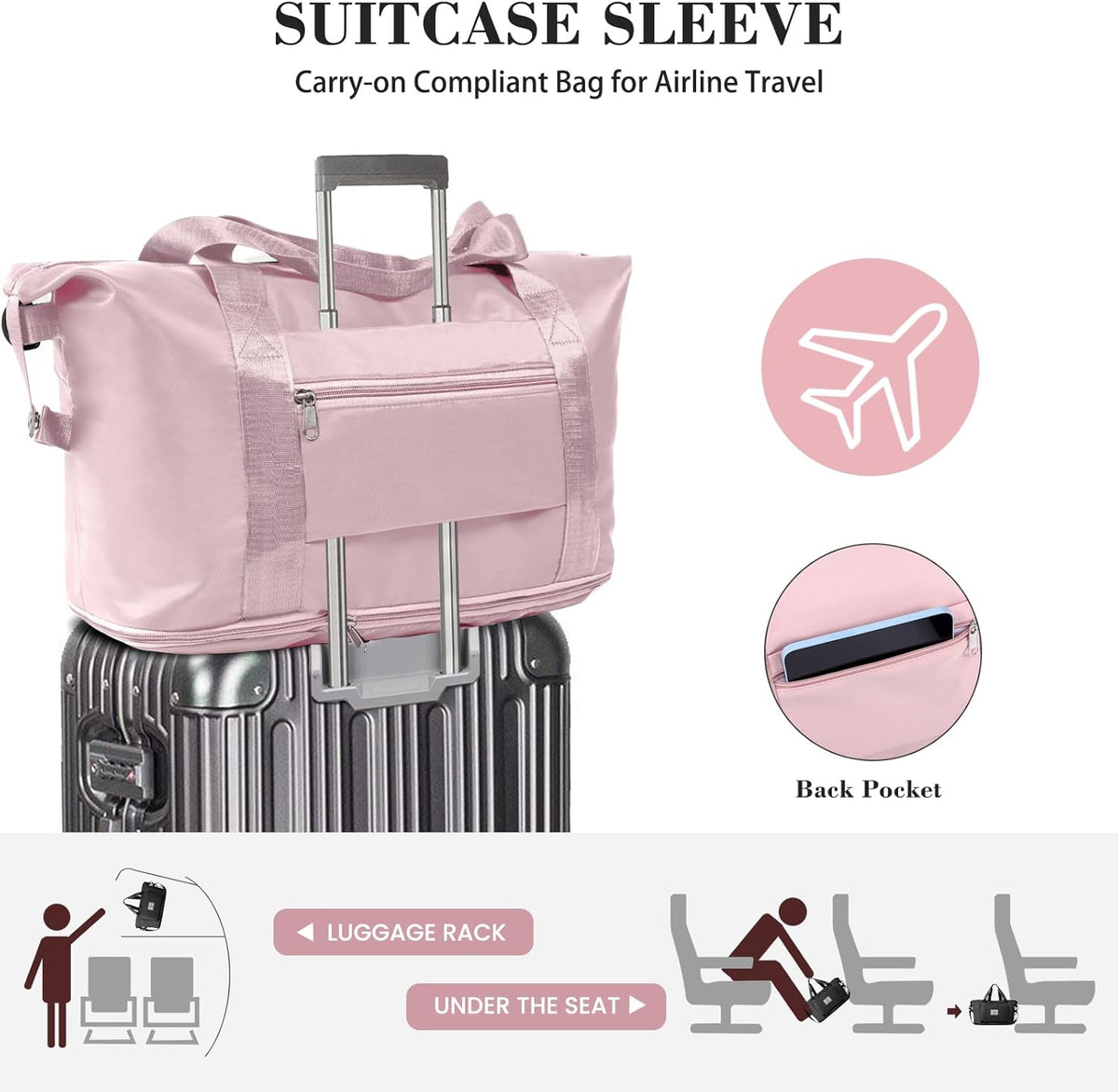 Travel Duffel Bag - Large Shoulder Weekender Overnight Bag, Carry on Bags with Wet Pocket, Waterproof Expandable Duffel Bags with Trolley Sleeve, Sports Tote Gym for Women, Peacock blue