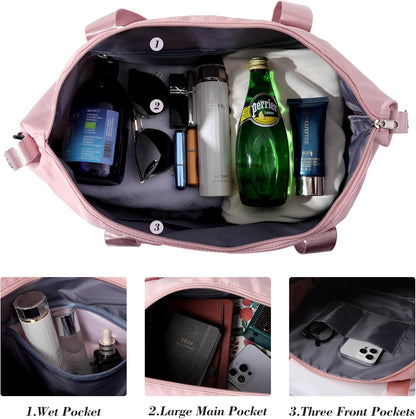 Travel Duffel Bag - Large Shoulder Weekender Overnight Bag, Carry on Bags with Wet Pocket, Waterproof Expandable Duffel Bags with Trolley Sleeve, Sports Tote Gym for Women, Peacock blue
