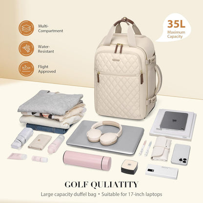 Rolling Backpack for Women,Travel Laptop Backpack with Wheels Roller Wheeled Backpack Underseat Carry On Luggage for Travel Business Trip,Fit 17Inch,Apricot