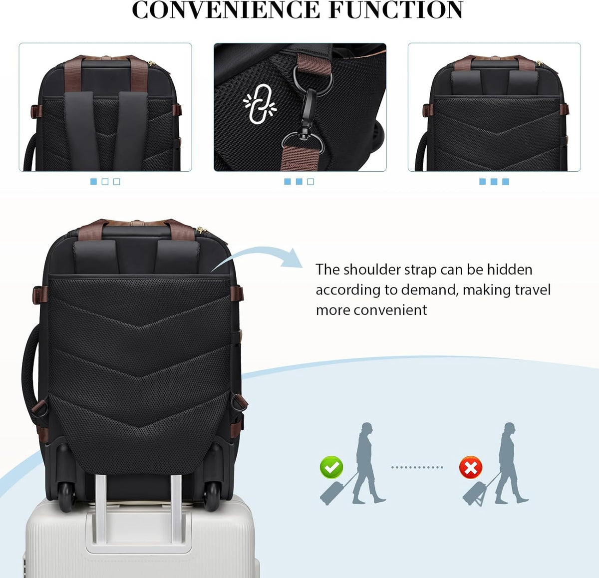 Rolling Backpack for Women,Travel Laptop Backpack with Wheels Roller Wheeled Backpack Underseat Carry On Luggage for Travel Business Trip,Fit 17Inch,Apricot