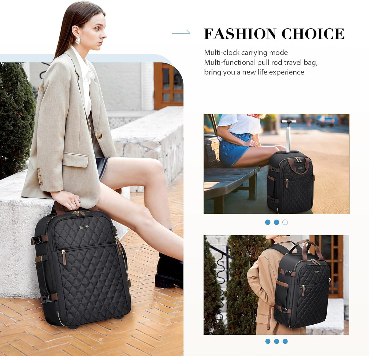 Rolling Backpack for Women,Travel Laptop Backpack with Wheels Roller Wheeled Backpack Underseat Carry On Luggage for Travel Business Trip,Fit 17Inch,Apricot