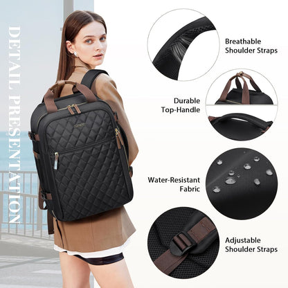 Rolling Backpack for Women,Travel Laptop Backpack with Wheels Roller Wheeled Backpack Underseat Carry On Luggage for Travel Business Trip,Fit 17Inch,Apricot