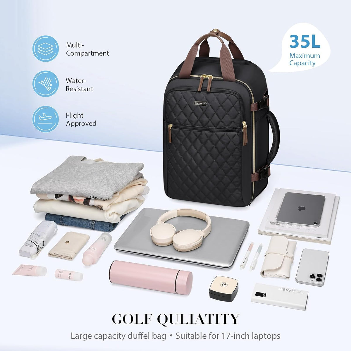 Rolling Backpack for Women,Travel Laptop Backpack with Wheels Roller Wheeled Backpack Underseat Carry On Luggage for Travel Business Trip,Fit 17Inch,Apricot