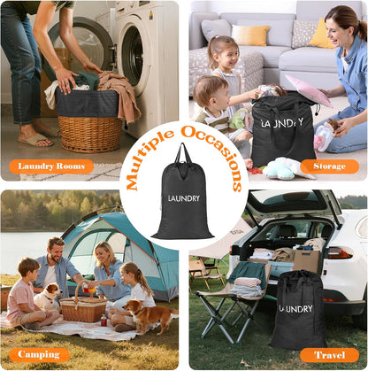 50L Laundry Bag with Handles, Dirty Clothes Storage Bag with Drawstring | Machine Washable Nylon, Waterproof, Foldable & Space-Saving for College Dorm, Camp, Trips, Cruise, Medium, Navy Blue
