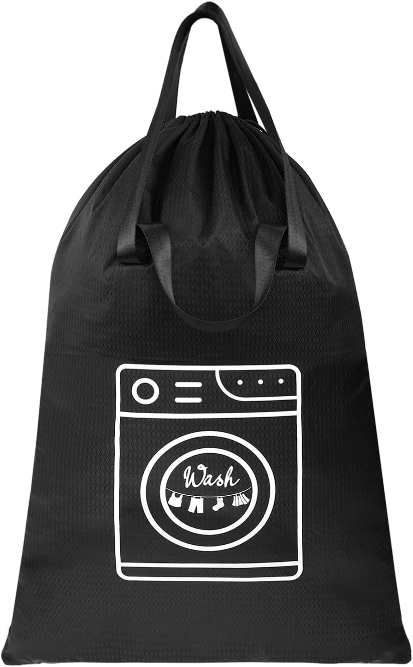 50L Laundry Bag with Handles, Dirty Clothes Storage Bag with Drawstring | Machine Washable Nylon, Waterproof, Foldable & Space-Saving for College Dorm, Camp, Trips, Cruise, Medium, Navy Blue