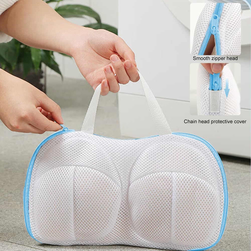 3 Pcs Bra Wash Bags for Laundry, Lingerie and Underwear, Mesh Delicates Bag for Washing Machine with Zipper, Protective Bra Laundry Bag for Women(SIZE:12.9x7.2 Inch)
