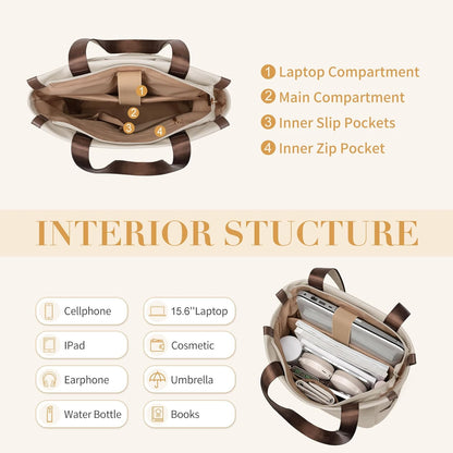 Convertible Laptop Backpack for Women Casual Daypack Notebook Tote Bag for Work College Travel Leisure (Black)