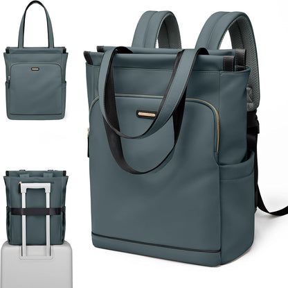 Convertible Laptop Backpack for Women Casual Daypack Notebook Tote Bag for Work College Travel Leisure (Black)
