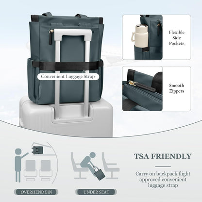 Convertible Laptop Backpack for Women Casual Daypack Notebook Tote Bag for Work College Travel Leisure (Black)