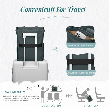 Convertible Laptop Backpack for Women Casual Daypack Notebook Tote Bag for Work College Travel Leisure (Black)