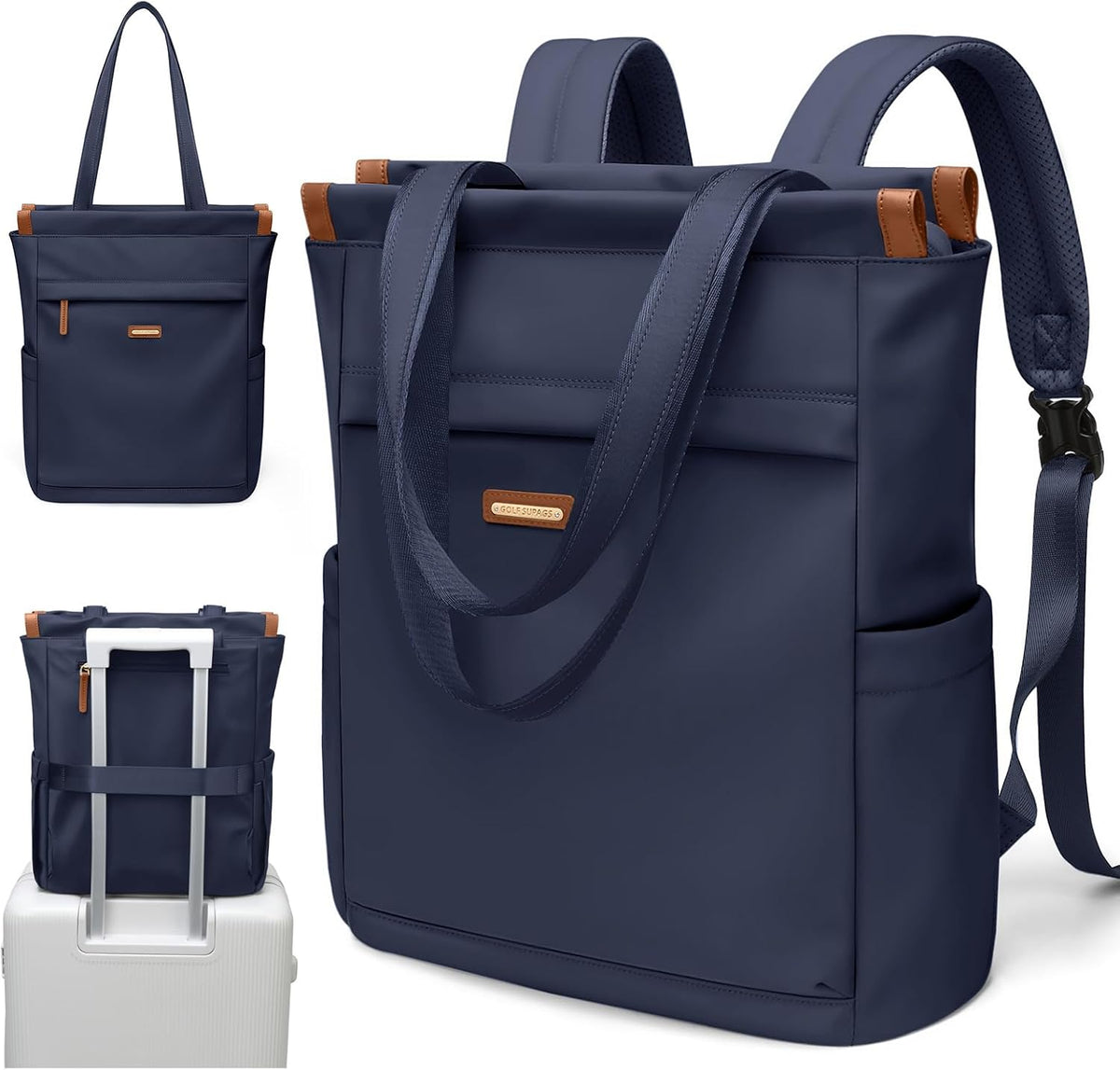 Convertible Laptop Backpack for Women Casual Daypack Notebook Tote Bag for Work College Travel Leisure (Black)