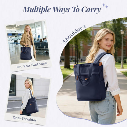 Convertible Laptop Backpack for Women Casual Daypack Notebook Tote Bag for Work College Travel Leisure (Black)