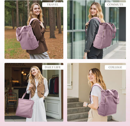 Convertible Laptop Backpack for Women Casual Daypack Notebook Tote Bag for Work College Travel Leisure (Black)
