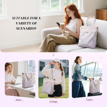 Convertible Laptop Backpack for Women Casual Daypack Notebook Tote Bag for Work College Travel Leisure (Black)