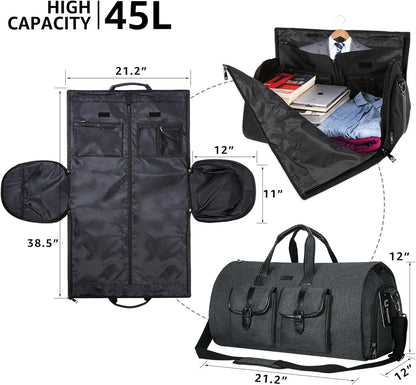 Travel Garment Duffel Bag, 45L Carry on Suit Bag for Men Convertible Foldable Weekend Bag with Shoe Compartment