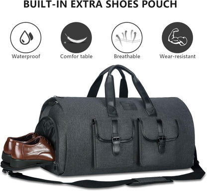 Travel Garment Duffel Bag, 45L Carry on Suit Bag for Men Convertible Foldable Weekend Bag with Shoe Compartment