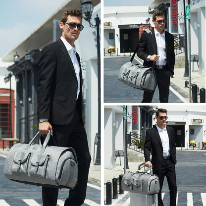 Travel Garment Duffel Bag, 45L Carry on Suit Bag for Men Convertible Foldable Weekend Bag with Shoe Compartment