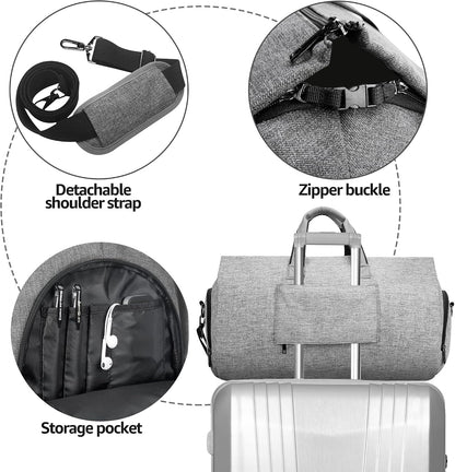 Travel Garment Duffel Bag, 45L Carry on Suit Bag for Men Convertible Foldable Weekend Bag with Shoe Compartment