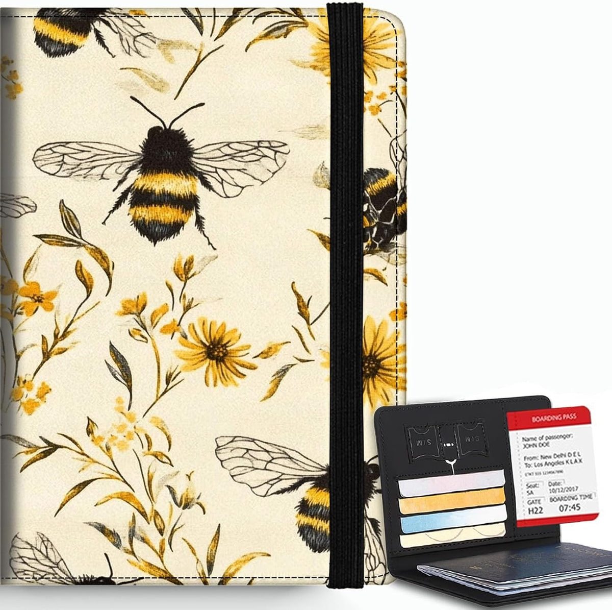 Passport Cover,RFID Blocking,Large Capacity Multi-Slot Travel Passport Wallet for Men & Women - Dark Raven - Colors A