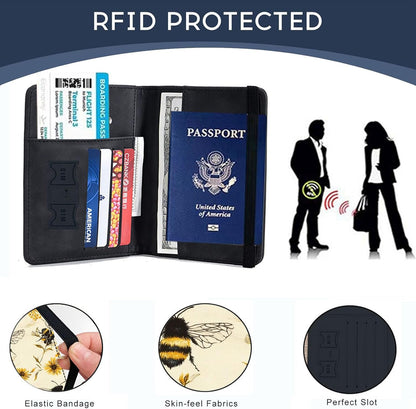 Passport Cover,RFID Blocking,Large Capacity Multi-Slot Travel Passport Wallet for Men & Women - Dark Raven - Colors A