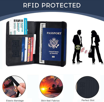 Passport Cover,RFID Blocking,Large Capacity Multi-Slot Travel Passport Wallet for Men & Women - Dark Raven - Colors A