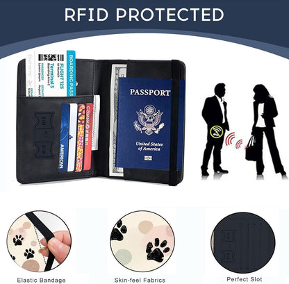 Passport Cover,RFID Blocking,Large Capacity Multi-Slot Travel Passport Wallet for Men & Women - Dark Raven - Colors A