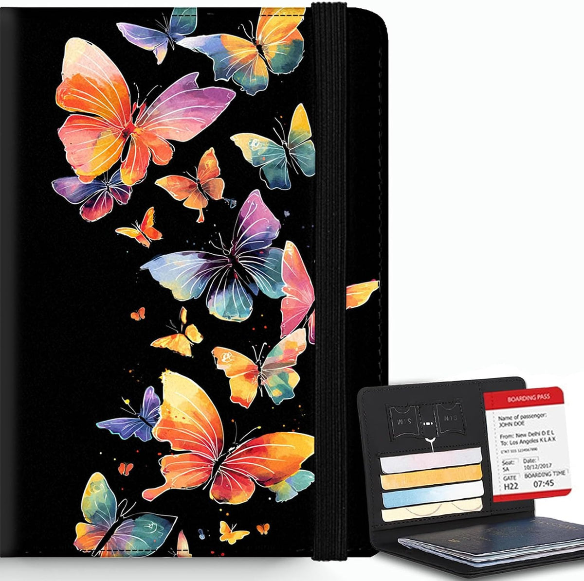 Passport Cover,RFID Blocking,Large Capacity Multi-Slot Travel Passport Wallet for Men & Women - Dark Raven - Colors A