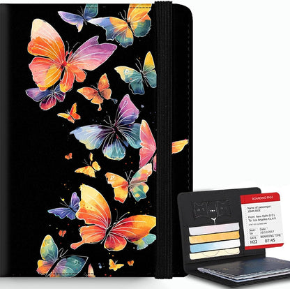 Passport Cover,RFID Blocking,Large Capacity Multi-Slot Travel Passport Wallet for Men & Women - Dark Raven - Colors A