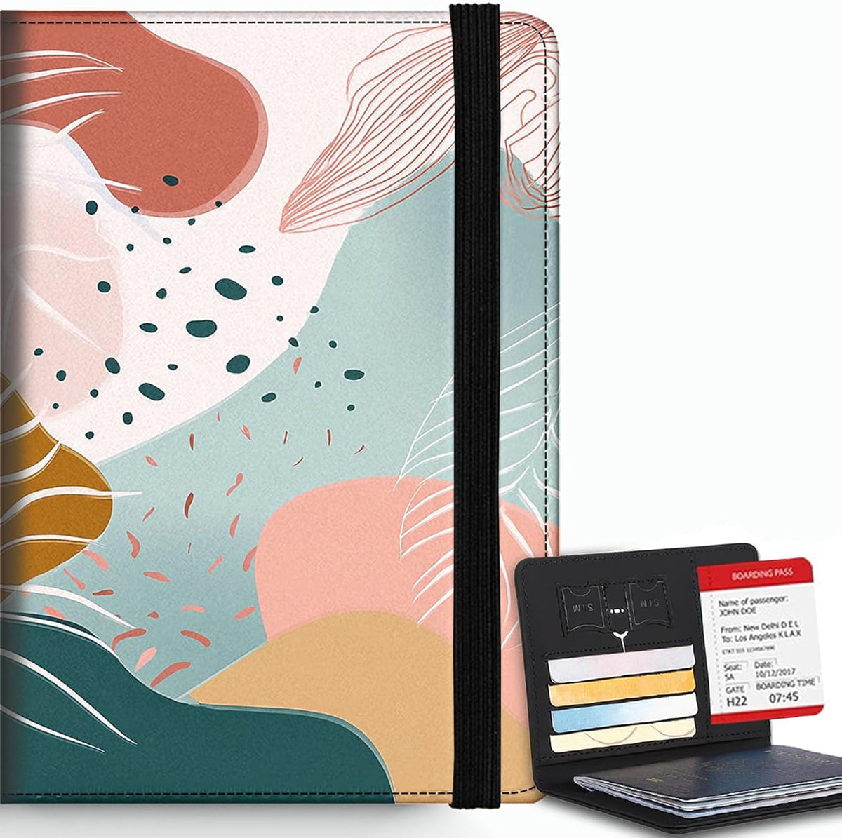 Passport Cover,RFID Blocking,Large Capacity Multi-Slot Travel Passport Wallet for Men & Women - Dark Raven - Colors A