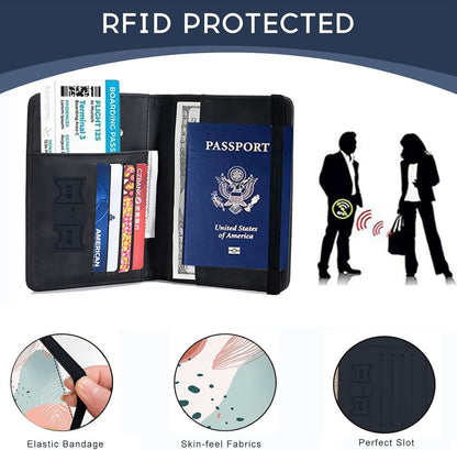 Passport Cover,RFID Blocking,Large Capacity Multi-Slot Travel Passport Wallet for Men & Women - Dark Raven - Colors A