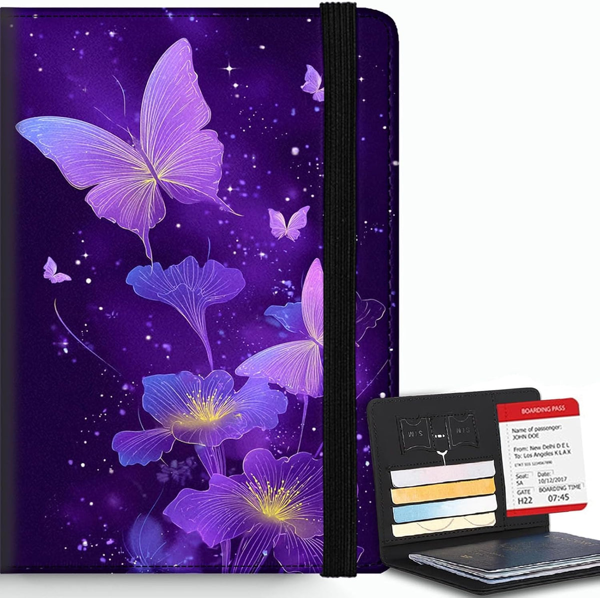 Passport Cover,RFID Blocking,Large Capacity Multi-Slot Travel Passport Wallet for Men & Women - Dark Raven - Colors A