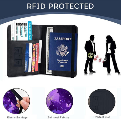 Passport Cover,RFID Blocking,Large Capacity Multi-Slot Travel Passport Wallet for Men & Women - Dark Raven - Colors A