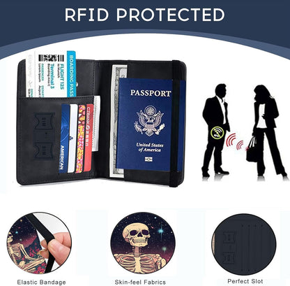 Passport Cover,RFID Blocking,Large Capacity Multi-Slot Travel Passport Wallet for Men & Women - Dark Raven - Colors A