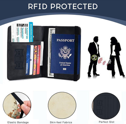 Passport Cover,RFID Blocking,Large Capacity Multi-Slot Travel Passport Wallet for Men & Women - Dark Raven - Colors A