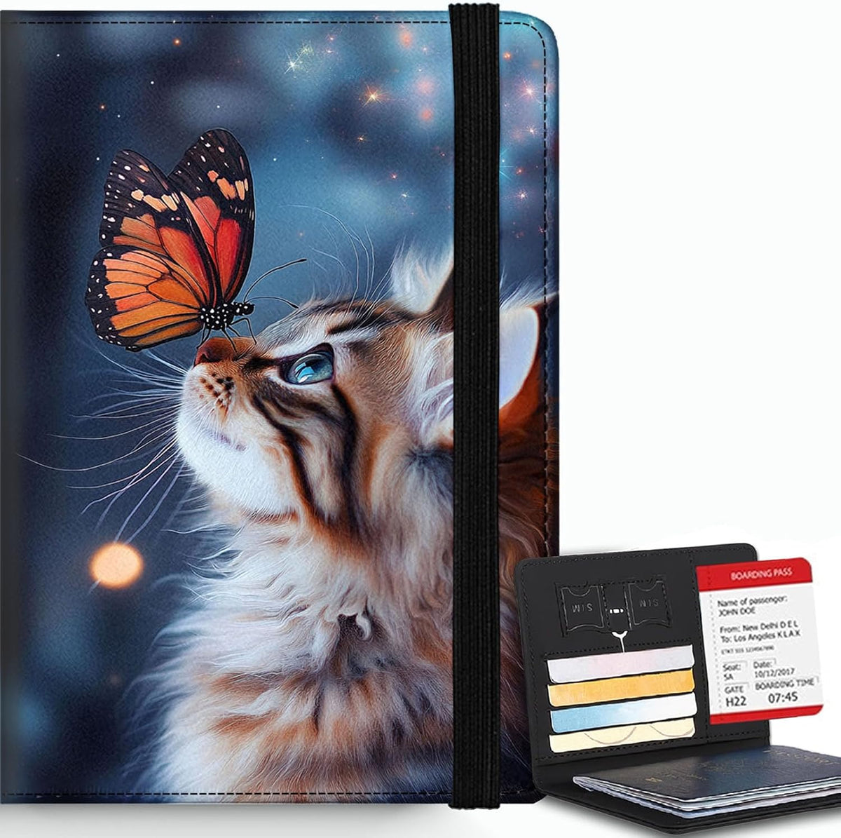 Passport Cover,RFID Blocking,Large Capacity Multi-Slot Travel Passport Wallet for Men & Women - Dark Raven - Colors A