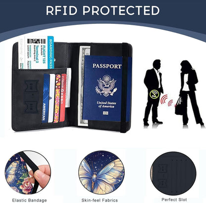 Passport Cover,RFID Blocking,Large Capacity Multi-Slot Travel Passport Wallet for Men & Women - Dark Raven - Colors A
