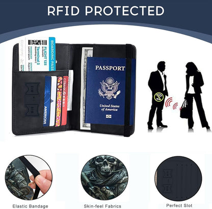 Passport Cover,RFID Blocking,Large Capacity Multi-Slot Travel Passport Wallet for Men & Women - Dark Raven - Colors A
