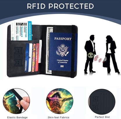 Passport Cover,RFID Blocking,Large Capacity Multi-Slot Travel Passport Wallet for Men & Women - Dark Raven - Colors A