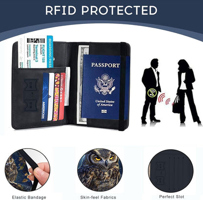 Passport Cover,RFID Blocking,Large Capacity Multi-Slot Travel Passport Wallet for Men & Women - Dark Raven - Colors A
