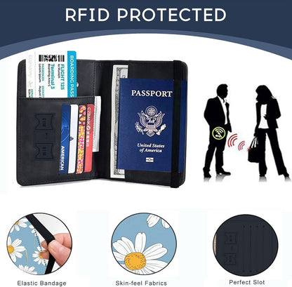 Passport Cover,RFID Blocking,Large Capacity Multi-Slot Travel Passport Wallet for Men & Women - Dark Raven - Colors A