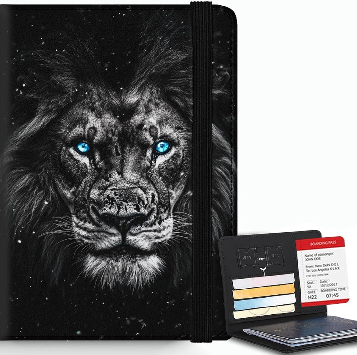 Passport Cover,RFID Blocking,Large Capacity Multi-Slot Travel Passport Wallet for Men & Women - Dark Raven - Colors A