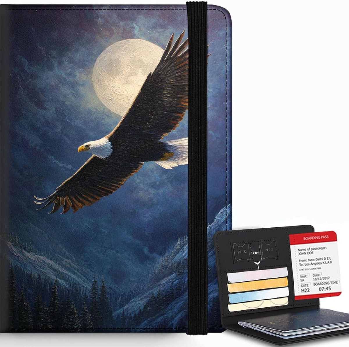 Passport Cover,RFID Blocking,Large Capacity Multi-Slot Travel Passport Wallet for Men & Women - Dark Raven - Colors A