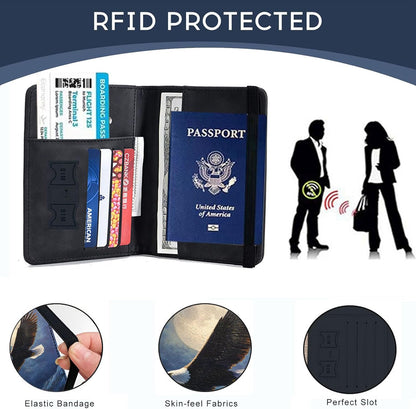 Passport Cover,RFID Blocking,Large Capacity Multi-Slot Travel Passport Wallet for Men & Women - Dark Raven - Colors A