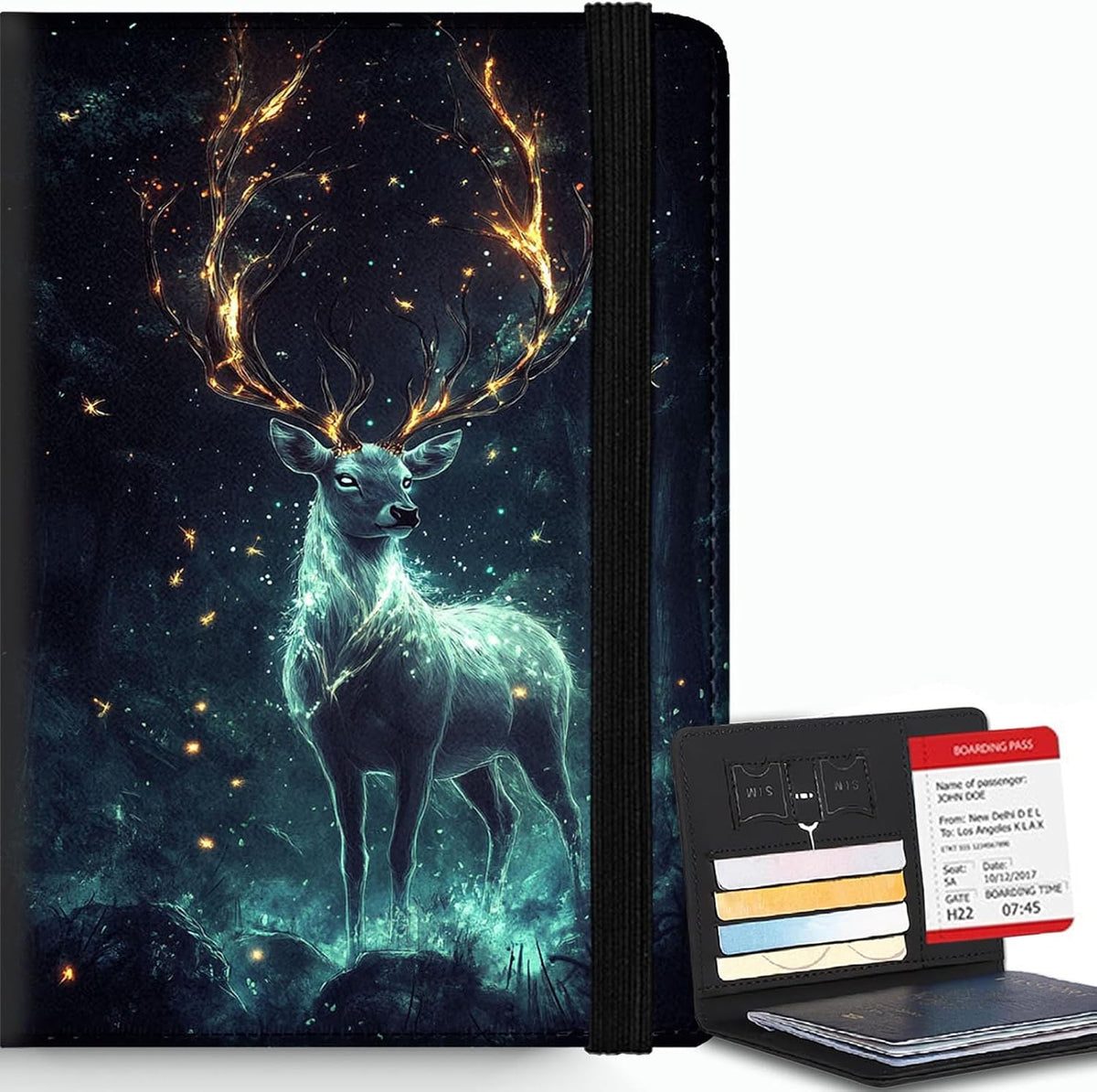 Passport Cover,RFID Blocking,Large Capacity Multi-Slot Travel Passport Wallet for Men & Women - Dark Raven - Colors A